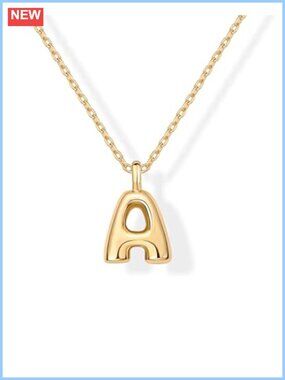 14K Gold Plated Bubble Initial Pendant Necklace for Women
